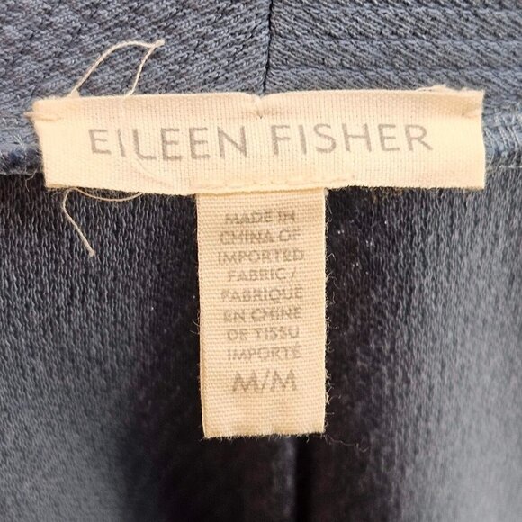 Eileen Fisher Organic Cotton Open Front Cardigan Blue Women's M Knit Minimalist - Picture 7 of 12